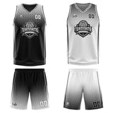 Custom Reversible Basketball Suit for Adults and Kids Personalized Jersey Black-White