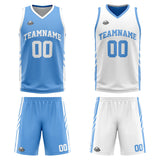 Custom Reversible Basketball Suit for Adults and Kids Personalized Jersey Light Blue-White