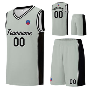 Custom basketball jersey shorts for men and women. Embroidered and printed name, number and logo Grey