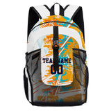 Customize Orange Black Sports Backpacks Featuring Personalized Names, Numbers and Logos