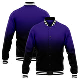 Custom Gradient Varsity Jacket Letterman jacket for Men, Women and Youth Purple Black