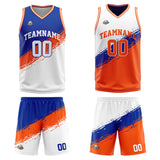 Custom Reversible Basketball Suit for Adults and Kids Personalized Jersey Royal-Orange-White