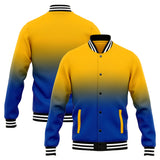 Custom Gradient Varsity Jacket Letterman jacket for Men, Women and Youth Yellow Blue