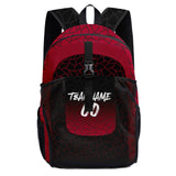 Customize Red Black Sports Backpacks Featuring Personalized Names, Numbers and Logos