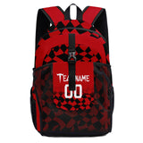 Customize Red Black Sports Backpacks Featuring Personalized Names, Numbers and Logos