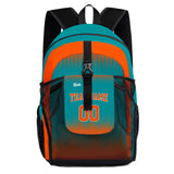 Customize Aqua Orange Sports Backpacks Featuring Personalized Names, Numbers and Logos