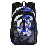 Customize White Blue Sports Backpacks Featuring Personalized Names, Numbers and Logos