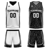 Custom White Black Reversible Basketball Suit for Adults and Kids Personalized Jersey