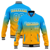 Custom Gradient Varsity Jacket Letterman jacket for Men, Women and Youth Light Blue Orange