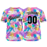 Custom Full Print Design Baseball Jersey pink-purple