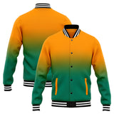 Custom Gradient Varsity Jacket Letterman jacket for Men, Women and Youth Orange Green