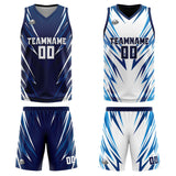 Custom Triangle  Dark Blue Reversible Basketball Suit for Adults and Kids Personalized Jersey