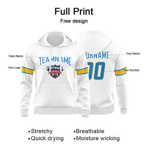 Custom Sweatshirt Hoodie For Men Women Girl Boy Print Your Logo Name Number White&Powder Blue&Yellow