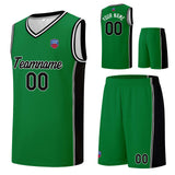 Custom basketball jersey shorts for men and women. Embroidered and printed name, number and logo Green&Black