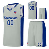 Custom basketball jersey shorts for men and women. Embroidered and printed name, number and logo Grey