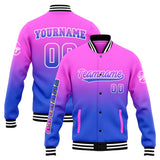 Custom Gradient Varsity Jacket Letterman jacket for Men, Women and Youth Pink Blue