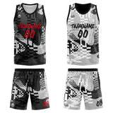 Custom Reversible Basketball Suit for Adults and Kids Personalized Jersey Black&Gray