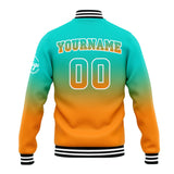 Custom Gradient Varsity Jacket Letterman jacket for Men, Women and Youth Teal Orange