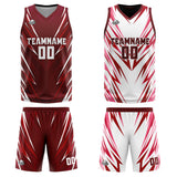 Custom Triangle Dark Red Reversible Basketball Suit for Adults and Kids Personalized Jersey