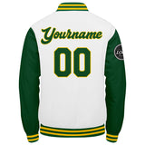 Custom Varsity Jacket Letterman jacket for Men, Women and Youth Green Yellow White