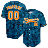 Custom Full Print Design Blue Camouflage Baseball Jersey