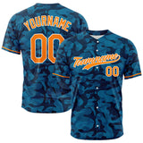 Custom Full Print Design Baseball Jersey blue camouflage