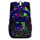 Customize Blue Green Sports Backpacks Featuring Personalized Names, Numbers and Logos