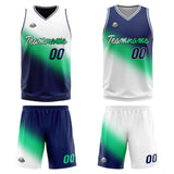 Custom Reversible Basketball Suit for Adults and Kids Personalized Jersey White-Green-Navy