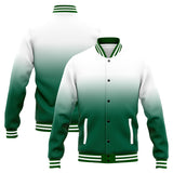 Custom Gradient Varsity Jacket Letterman jacket for Men, Women and Youth White Green