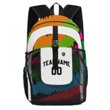 Customize White Green Orange Sports Backpacks Featuring Personalized Names, Numbers and Logos