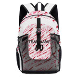 Customize Red White Sports Backpacks Featuring Personalized Names, Numbers and Logos