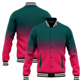 Custom Gradient Varsity Jacket Letterman jacket for Men, Women and Youth Dark Green Pink