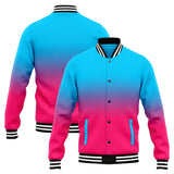 Custom Gradient Varsity Jacket Letterman jacket for Men, Women and Youth Light Blue Pink