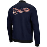 Custom Long Sleeve Windbreaker Jackets Uniform Printed Your Logo Name Number Navy-Orange-White