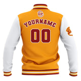 Custom Yellow Red White Waterproof Varsity Jackets Personalized Stitched Name Number Logo to Letterman Jackets