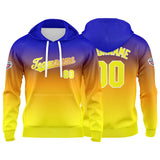 Custom Gradient Hoodie For Man Woman Girl Boy Print Your Logo Name Number Blue Orange Yellow