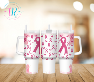 40oz Tumbler - Pink Ribbons