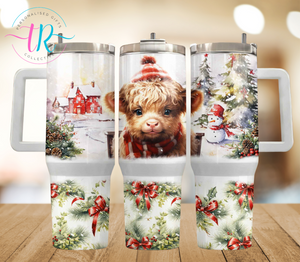 40oz Tumbler - Christmas Cow 2