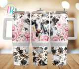 40oz Tumbler - Flower Cow