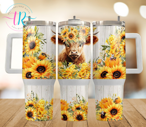 40oz Tumbler - Sunflower Highland 2