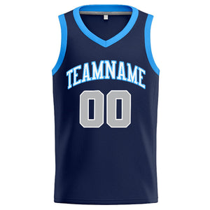 Custom Stitched Basketball Jersey for Men, Women And Kids Navy-White-Gray-Light Blue