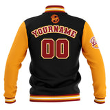 Custom Black Yellow Red Waterproof Varsity Jackets Personalized Stitched Name Number Logo to Letterman Jackets