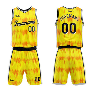 custom basketball suit kids adults personalized jersey yellow