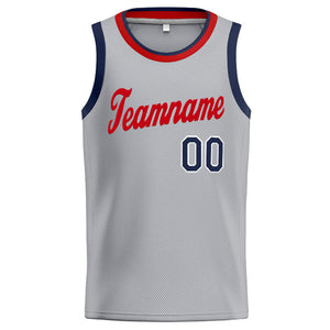 Custom Stitched Basketball Jersey for Men, Women And Kids Gray-Red-Navy