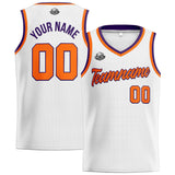 Custom Stitched Basketball Jersey for Men, Women  And Kids White-Orange-Purple