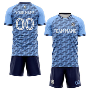 custom soccer set jersey kids adults personalized soccer blue