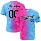 Custom Full Print Design  Baseball Jersey Hot Pink-Light Blue