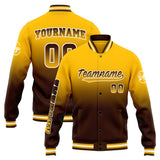 Custom Gradient Varsity Jacket Letterman jacket for Men, Women and Youth Yellow Brown