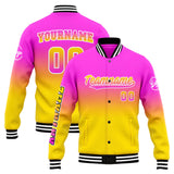 Custom Gradient Varsity Jacket Letterman jacket for Men, Women and Youth Pink Yellow