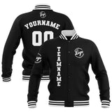 Custom Black White Waterproof Varsity Jackets Personalized Stitched Name Number Logo to Letterman Jackets